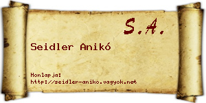 Seidler Anikó névjegykártya